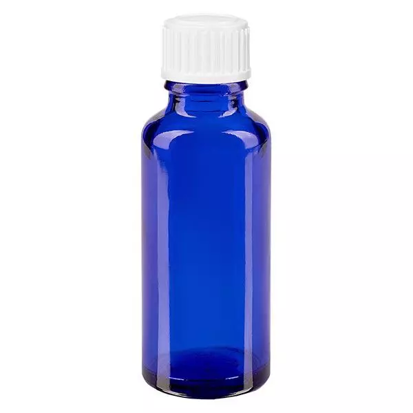 Frasco de farmácia azul 30ml tampa conta-gotas branco 0.8mm standard Frasco de farmácia azul 30ml tampa conta-gotas branco 0.8mm standard