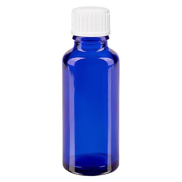 Frasco de farmácia azul 30ml tampa conta-gotas branco 0.8mm standard Frasco de farmácia azul 30ml tampa conta-gotas branco 0.8mm standard