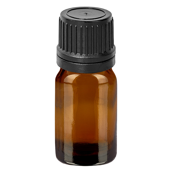Frasco conta-gotas de 5 ml com tampa inviolável preta de 1 mm BrownLine UT18/5
