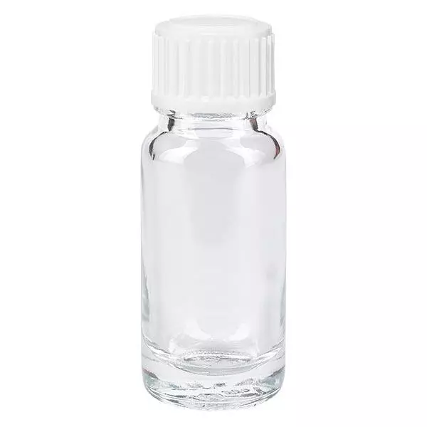 Frasco de farmácia transparente 10ml com tampa de rosca branca standard Frasco de farmácia transparente 10ml com tampa de rosca branca standard