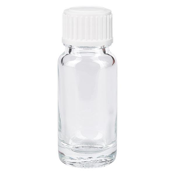 Frasco de farmácia transparente 10ml com tampa de rosca branca standard Frasco de farmácia transparente 10ml com tampa de rosca branca standard
