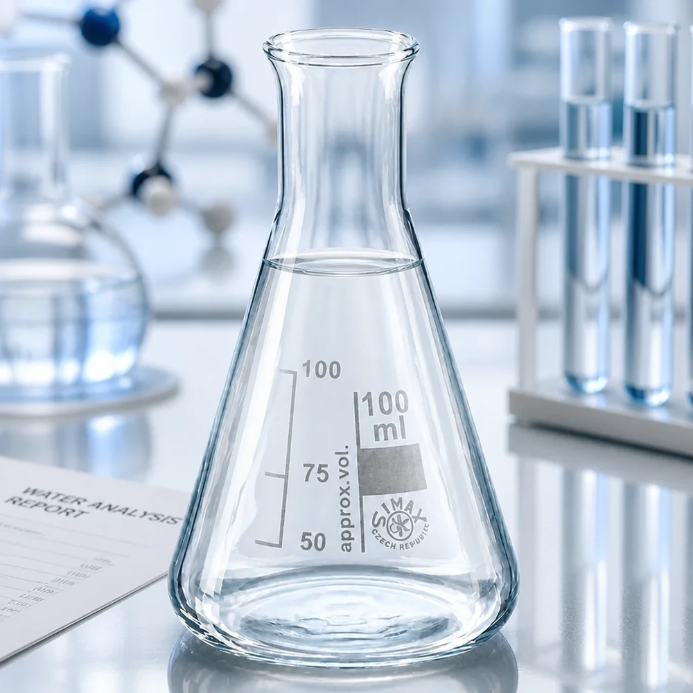 Balão Erlenmeyer de 100 ml preciso com gargalo estreito e graduação para medições exactas no laboratório
