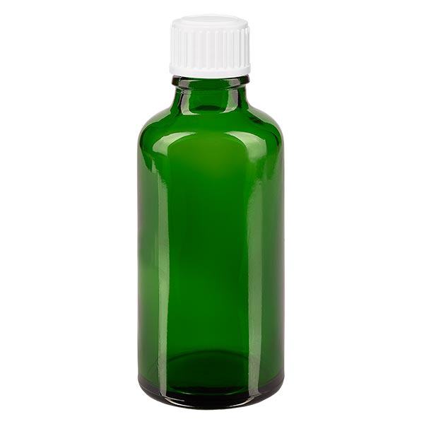Frasco de farmácia verde 50ml tampa de rosca branca padrão Frasco de farmácia verde 50ml tampa de rosca branca padrão