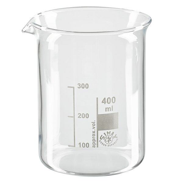 Copo de vidro de borosilicato de 400ml, forma baixa