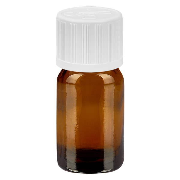 Frasco conta-gotas de 5ml 1.2mm branco com tampa standard resistente a crianças CastanhoL. UT18/5