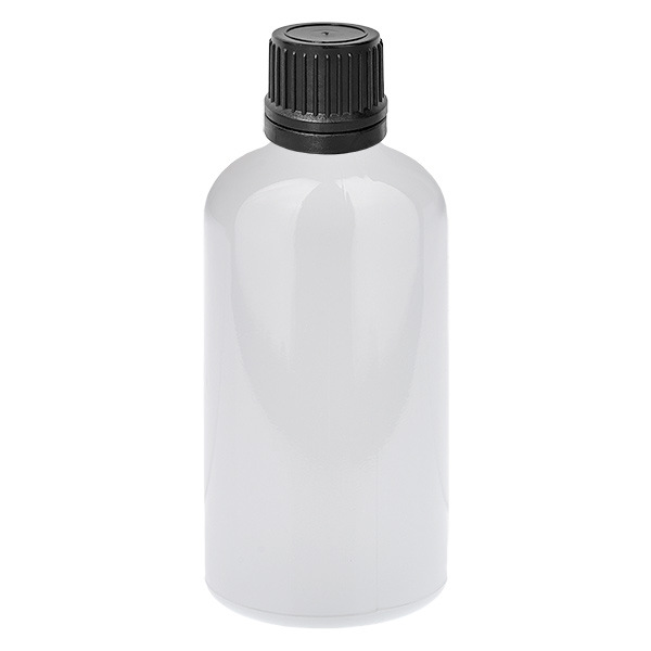 Frasco conta-gotas de 100 ml, 1 mm, preto, tampa inviolável WhiteLine UT18/100