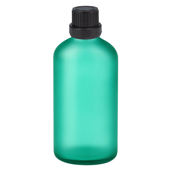 Frasco de 100ml com tampa de rosca de 11mm preta com fecho inviolável VerdeL. UT18/100