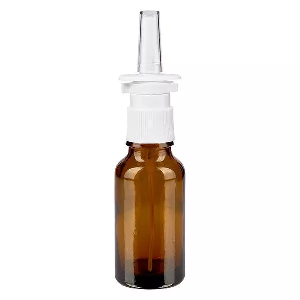 Frasco de farmácia castanho 20ml atomizador nasal branco standard Frasco de farmácia castanho 20ml atomizador nasal branco standard