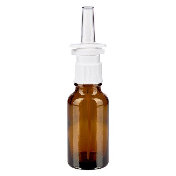 Frasco de farmácia castanho 20ml atomizador nasal branco standard Frasco de farmácia castanho 20ml atomizador nasal branco standard