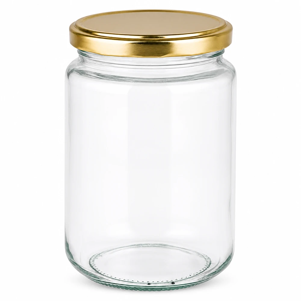 382ml Rundglas mit BasicSeal Deckel gold UNiTWIST Elegantes 382ml Rundglas mit goldenem Twist-off Deckel für Marmelade Honig und Konserven von Glas-Fabrik.de