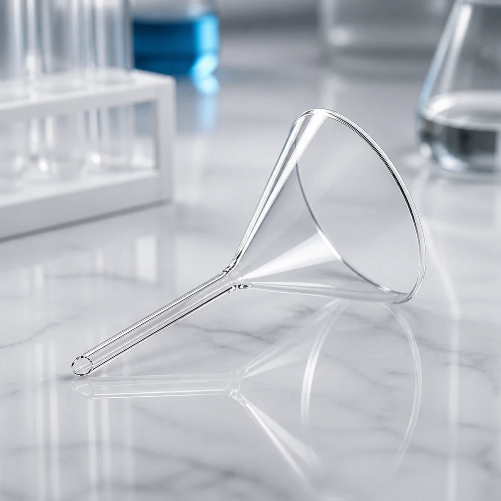 Funil ø100mm borosilicato ângulo 60 estilo curto Funil de vidro transparente de 100 mm estilo curto para trabalhos profissionais de laboratório e processos de filtração