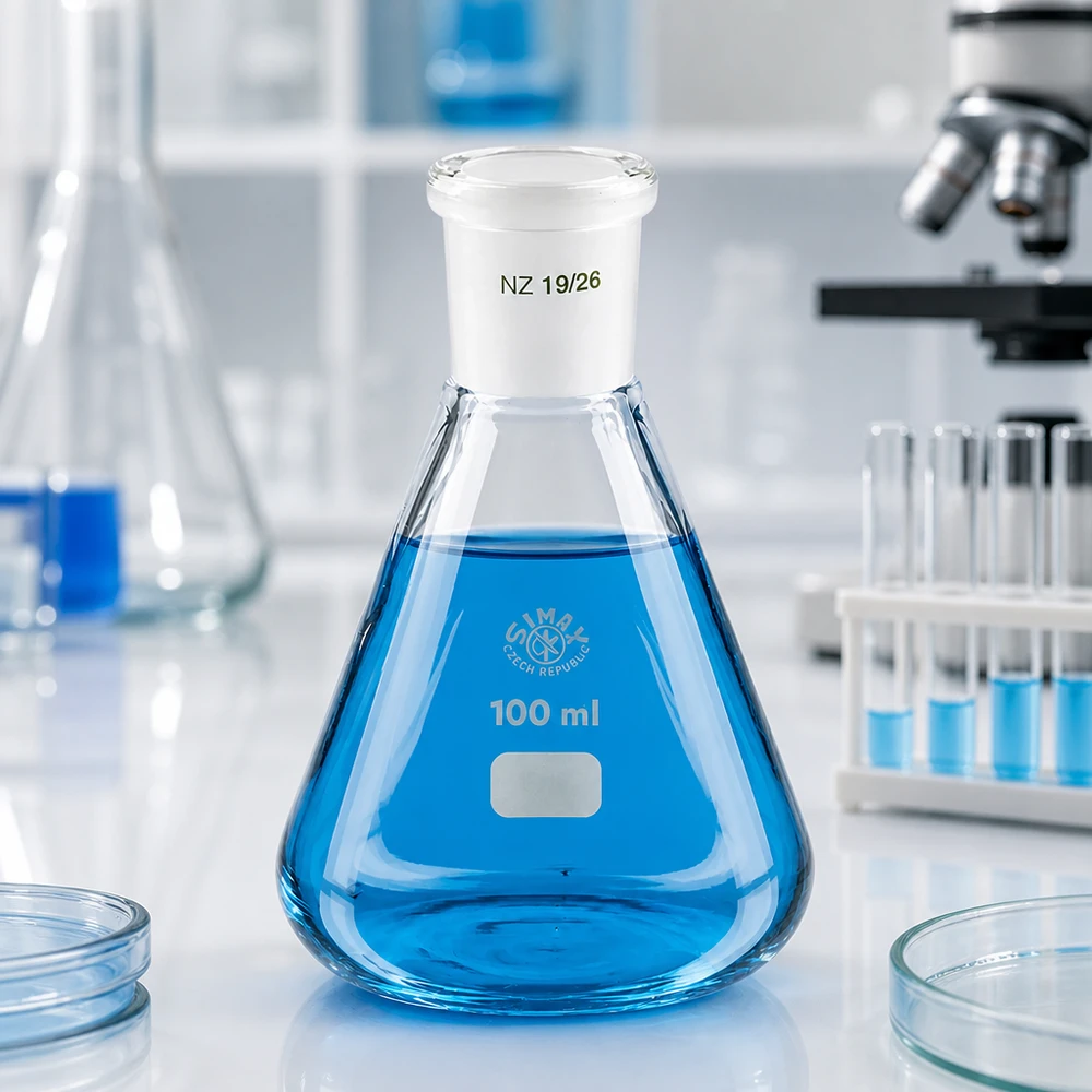 Erlenmeyer 100ml com junta esmerilada padrão (19/26) Erlenmeyer 100ml com junta esmerilada padrão (19/26)