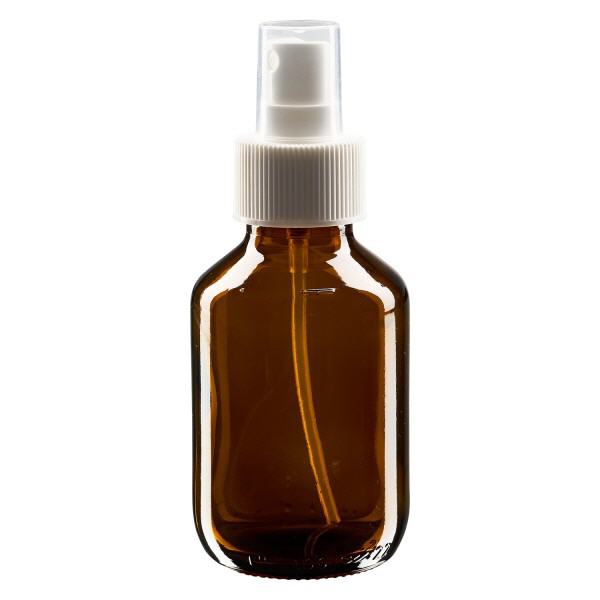 Frasco de medicamento de 100ml castanho, com pulverizador de bomba branco ApoGlas