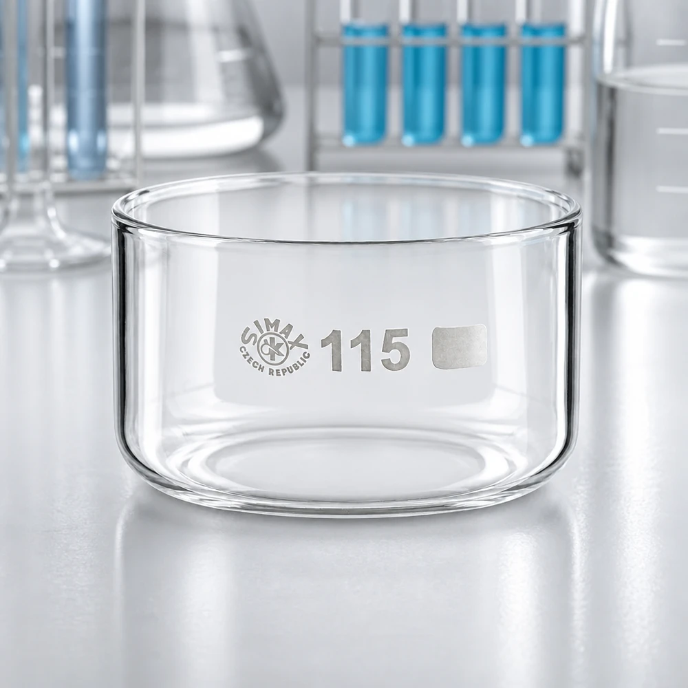 Cristaleira de 500ml sem bico em borosilicato ø115mm Taça de cristalização transparente de 500 ml, de forma cilíndrica, sem bico, em vidro borossilicato SIMAX