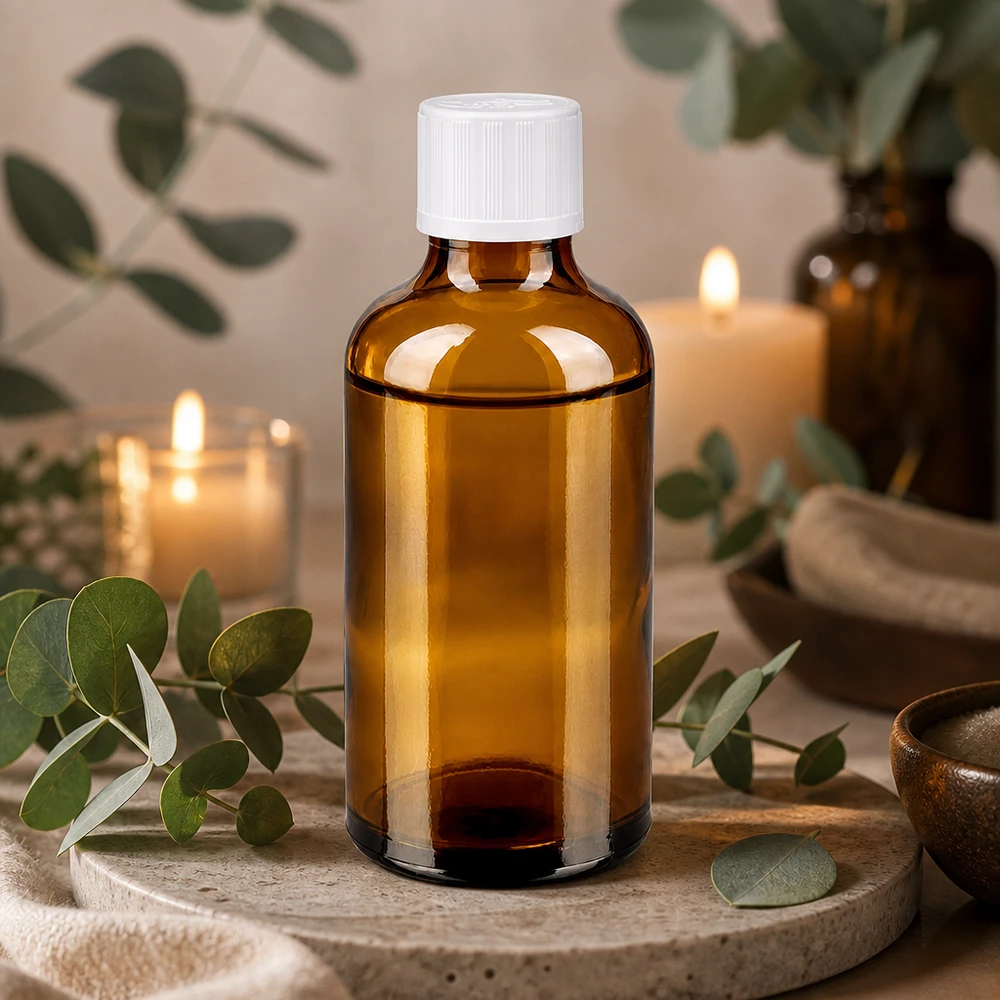 Frasco de farmácia castanho 50ml tampa de rosca branca padrão resistente a crianças Frasco de farmácia de vidro castanho de 50 ml com tampa de rosca branca e segurança para crianças, apoiado sobre pedra natural