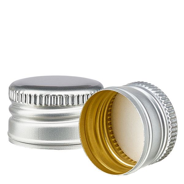 Tampa de rosca prateada feita de alumínio padrão PP28 ApoGlas