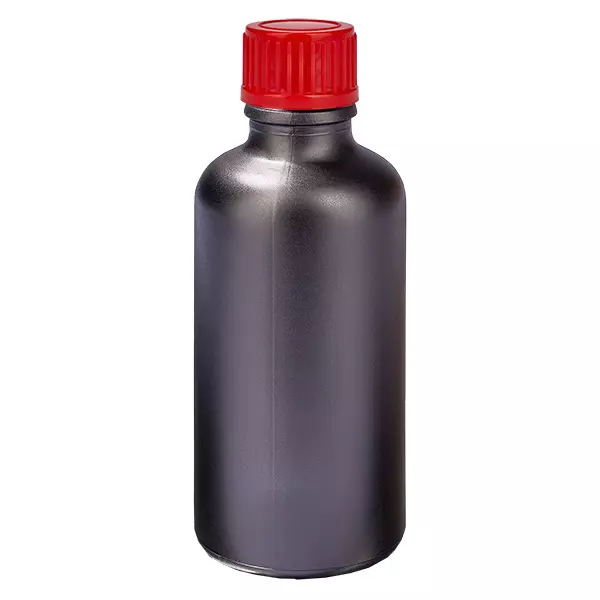 Frasco de 50 ml com tampa de rosca de 11 mm vermelha Standard BlackLine UT18/50