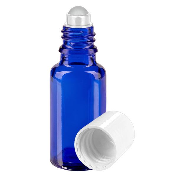 Frasco de farmácia azul 20ml tampa roll-on branca