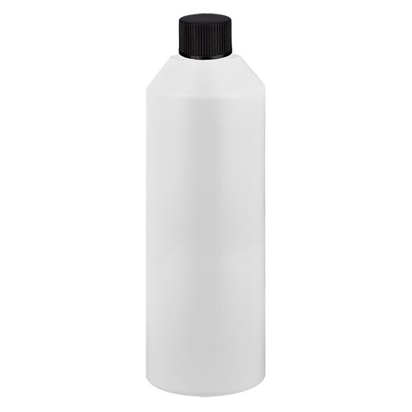 Frasco de farmácia HDPE 250ml branco, com tampa de rosca preta Frasco de farmácia HDPE 250ml branco, com tampa de rosca preta