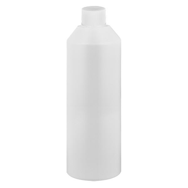 Frasco de farmácia HDPE 250ml branco, com tampa de rosca branca