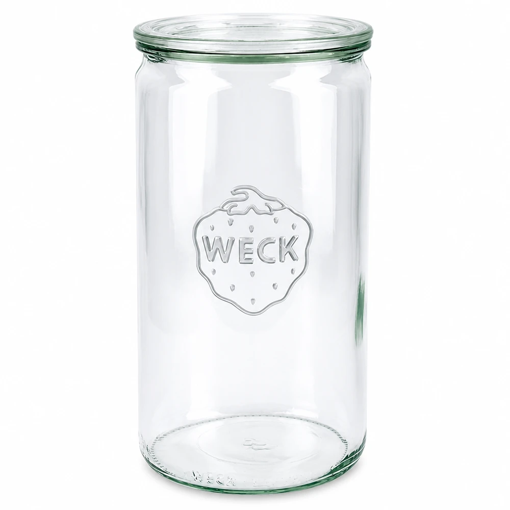 Frasco cilíndrico WECK 1590ml com tampa de vidro Frasco de conservação RR100 frasco de conservação transparente vazio frasco de conservação
