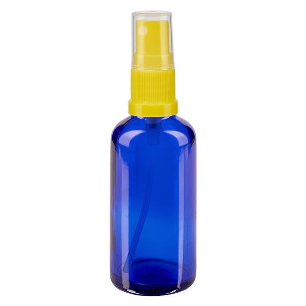 Frasco de farmácia azul 50ml spray top amarelo