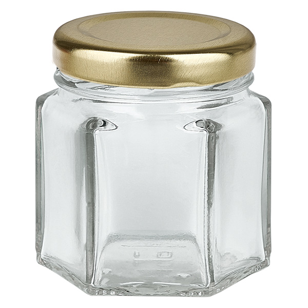 Frasco hexa de 47 ml com tampa BasicSeal dourada UNiTWIST