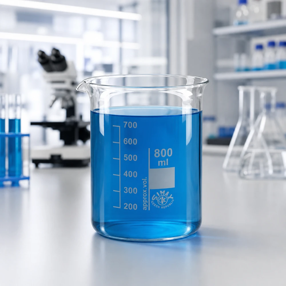 Béquer de 800 ml com molde baixo em vidro borossilicato para aplicações laboratoriais e experiências químicas