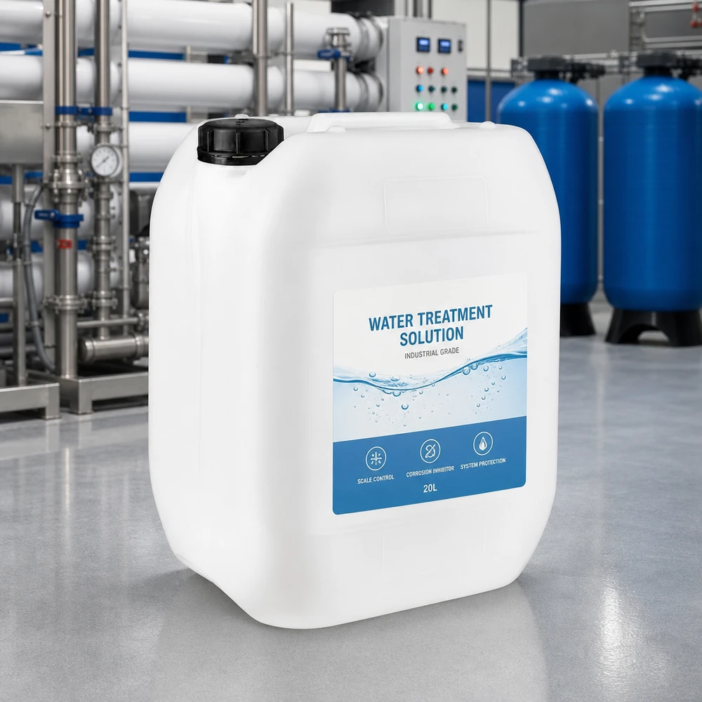 Bidão de 10 litros com tampa de rosca Tampa inviolável Solução de tratamento de água «Industrial Grade» num bidão branco de 10 L com tampa original