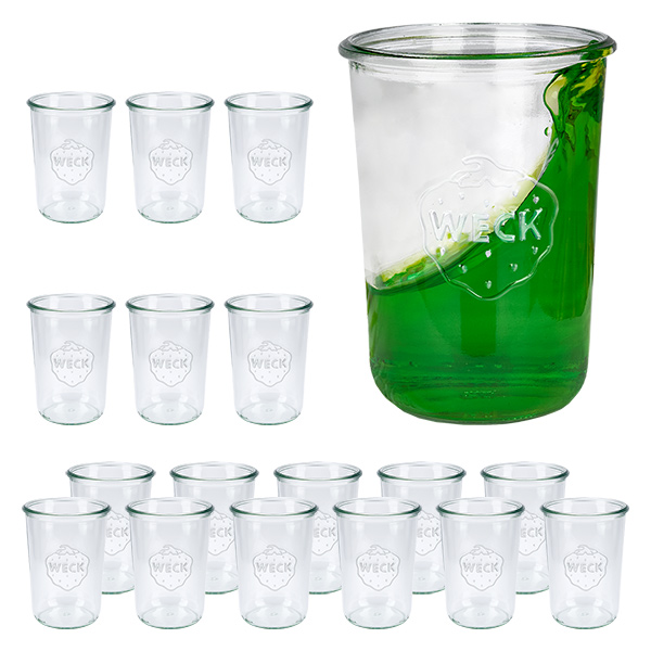 Conjunto de 18 frascos Weck de 850ml, copos de 3/4L de vidro
