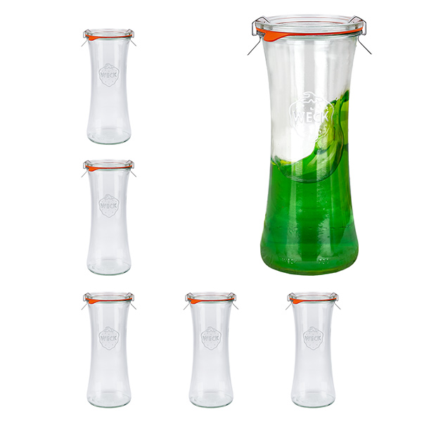 Conjunto de 6 frascos Weck 700 ml frasco de delicatessen com tampas de vidro Conjunto de 6 frascos Weck 700 ml frasco de delicatessen com tampas de vidro