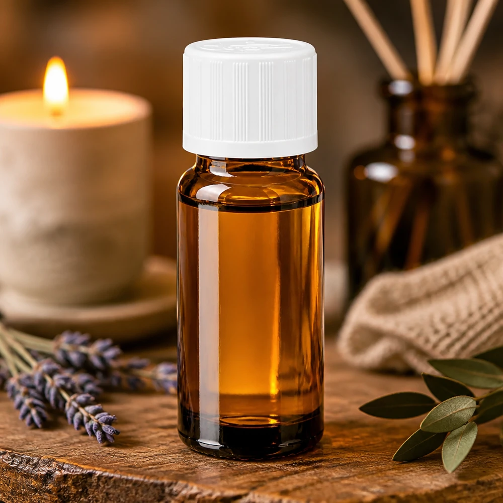 Frasco de aromaterapia de 10 ml em vidro castanho de farmácia com tampa branca de segurança para crianças