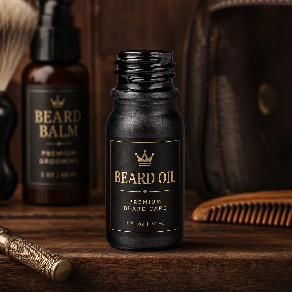 Frasco de farmácia premium de 5 ml BlackLine UT18/5 UNiTWIST para óleos de barba e produtos de cuidado de alta qualidade