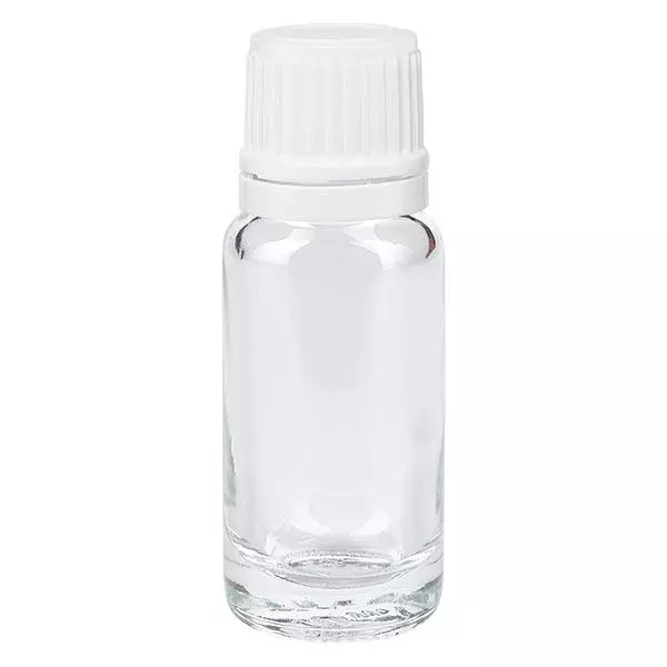 Frasco de farmácia 10ml transparente com tampa de rosca branca com fecho inviolável Frasco de farmácia 10ml transparente com tampa de rosca branca com fecho inviolável
