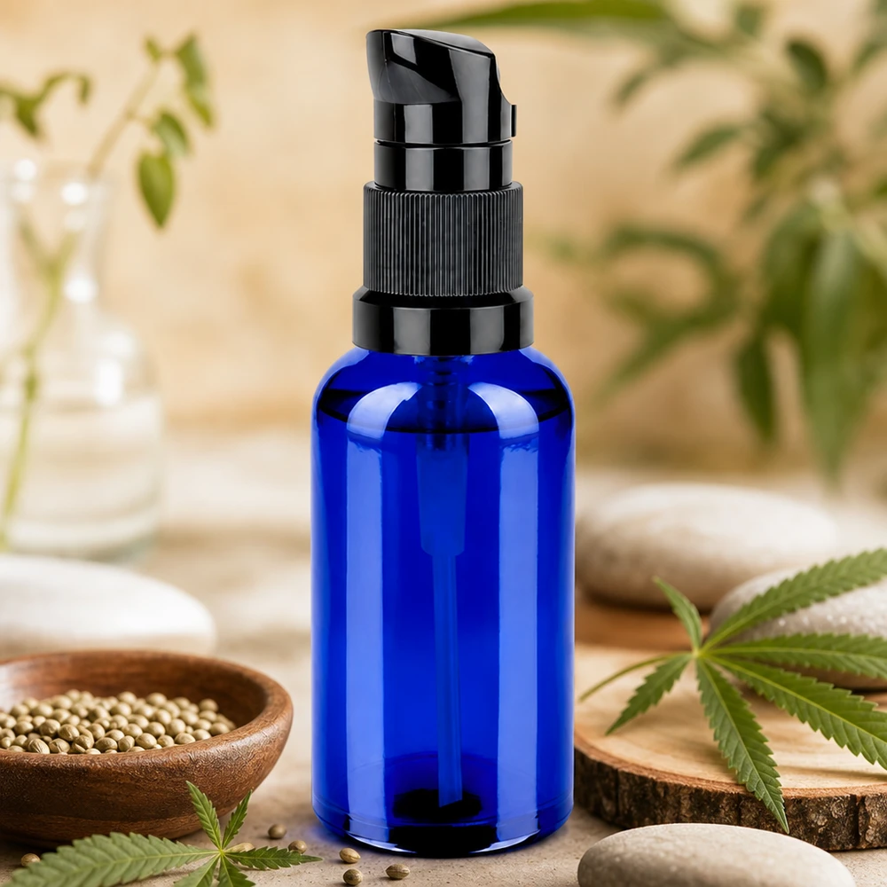 Frasco doseador azul de 50 ml de alta qualidade com tampa preta STD BlueLine UT18/50 para cosméticos naturais