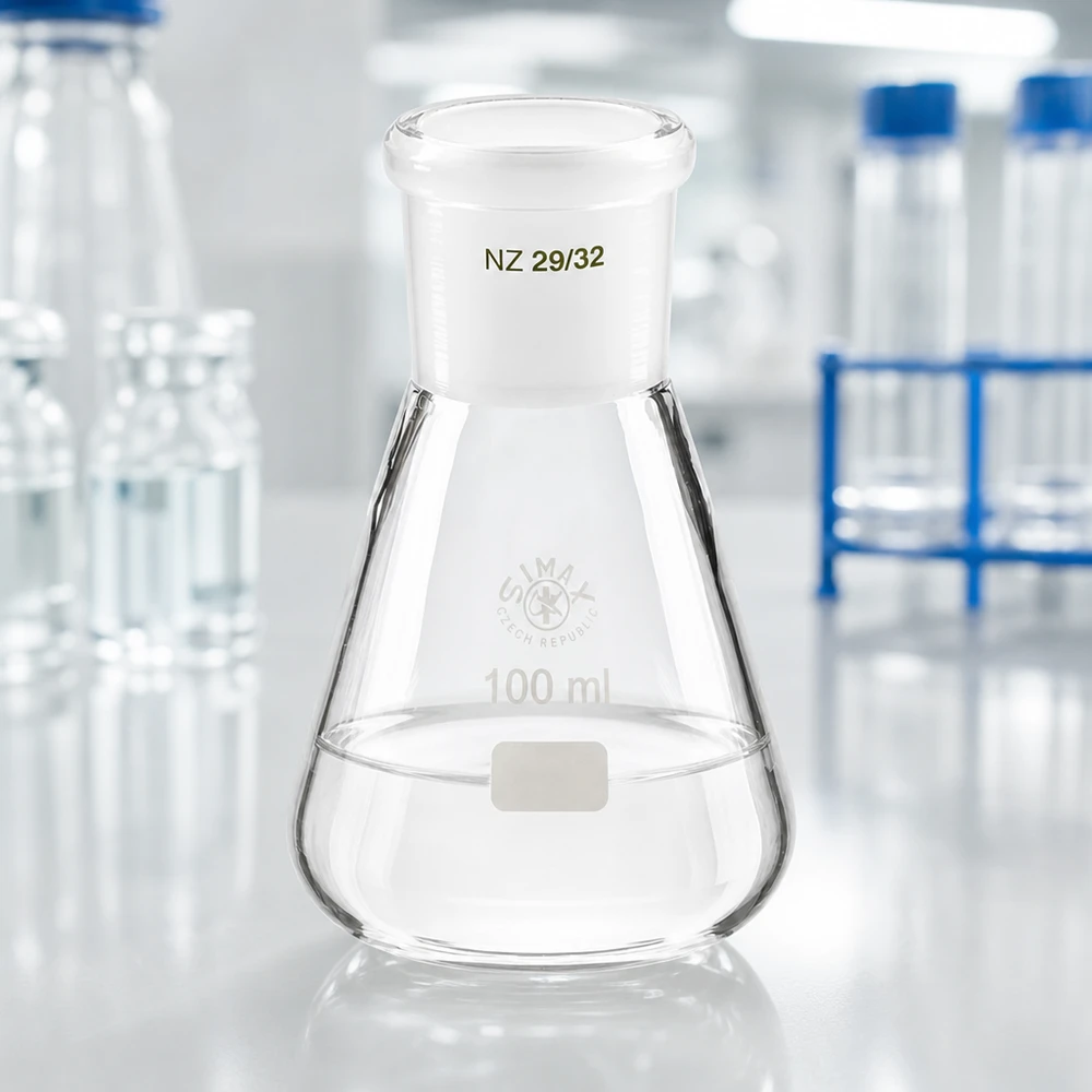 Erlenmeyer 100ml com junta esmerilada standard (29/32) Erlenmeyer 100ml com junta esmerilada standard (29/32)