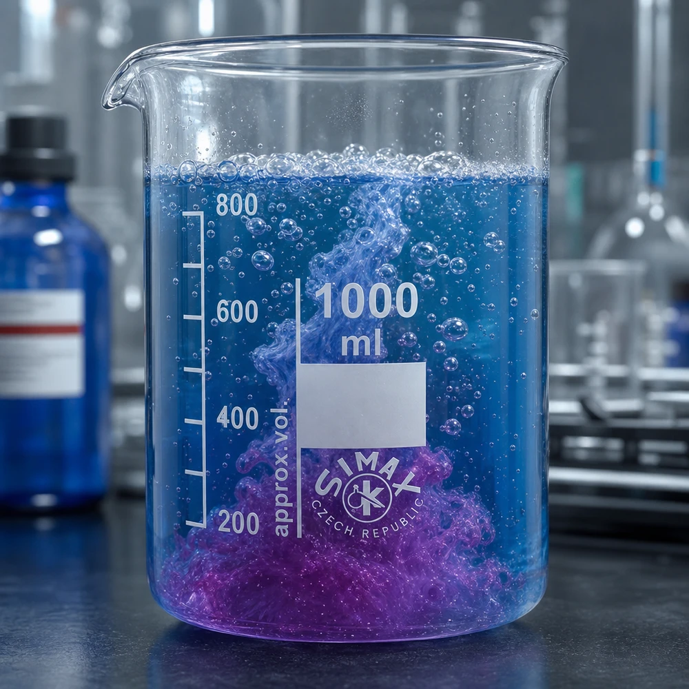 Copo de grande volume de 1000 ml em vidro borossilicato com marcações de volume claras para medições laboratoriais