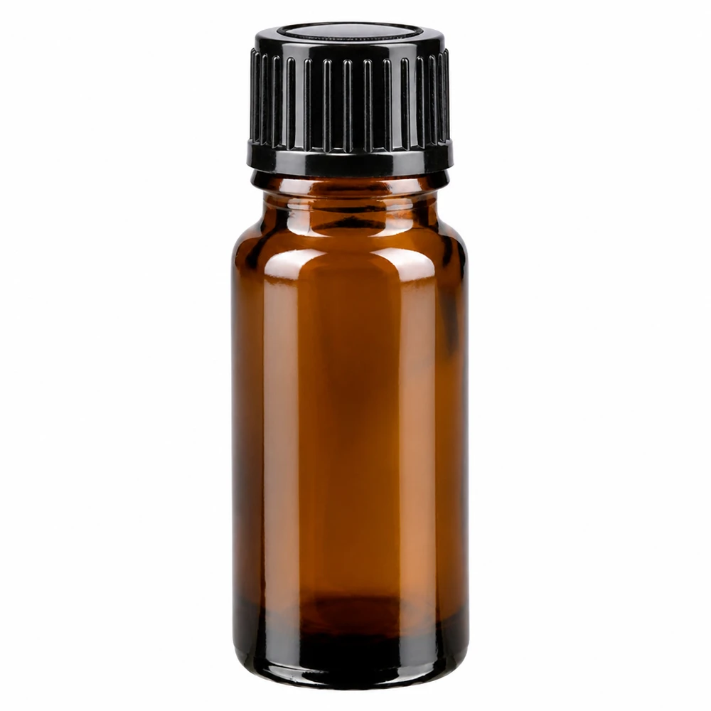 Frasco de farmácia castanho 10ml tampa conta-gotas 1mm preto standard Frasco de farmácia castanho de 10 ml, em vidro castanho, com tampa conta-gotas preta STD 1 mm