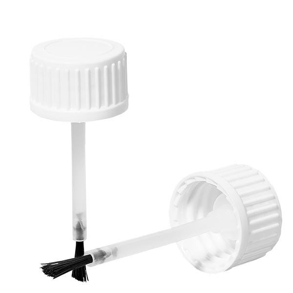 Tampa de rosca + escova para Frasco de 10ml branco 18mm Tampa de rosca + escova para Frasco de 10ml branco 18mm