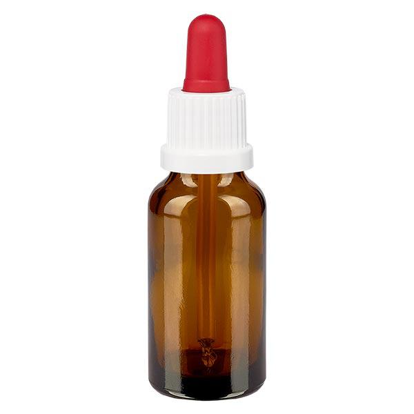 Frasco de farmácia castanho 20ml pipeta branca/vermelha tampa inviolável Frasco de farmácia castanho 20ml pipeta branca/vermelha tampa inviolável