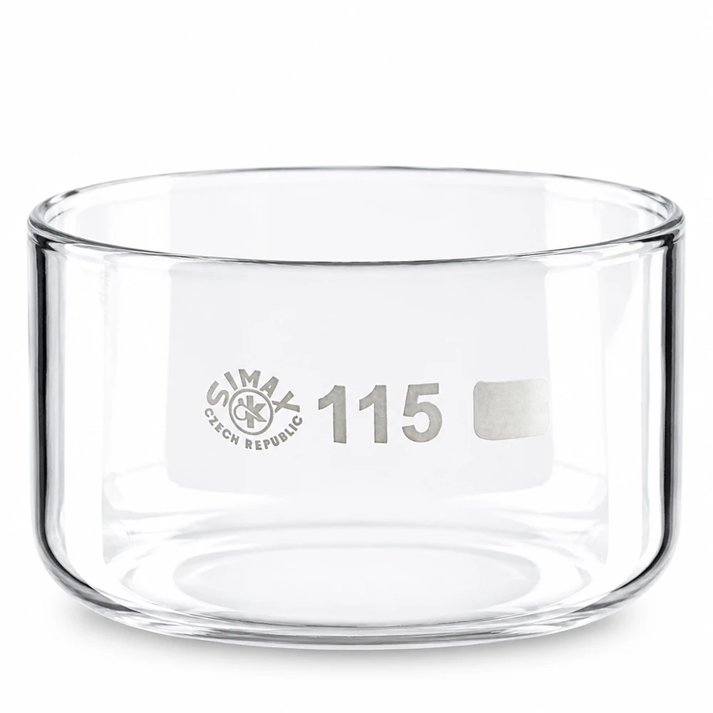Cristaleira de 500ml sem bico em borosilicato ø115mm Taça de cristalização de 500 ml em vidro borossilicato, sem bico, com 115 mm de diâmetro, da SIMAX