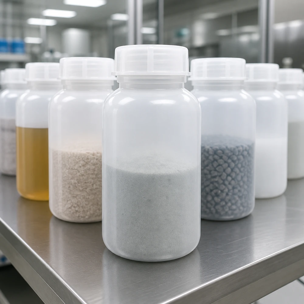 Frasco de laboratório de 500 ml com gargalo largo e tampa de rosca Großer Schraubverschluss einer 500ml Weithalsflasche ermöglicht einfaches Befüllen im Laboralltag