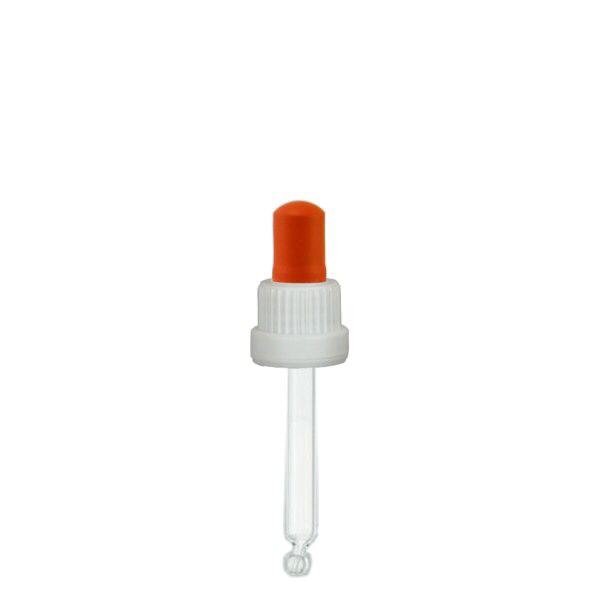Pipeta conta-gotas de vidro branco/vermelho 18mm PL66 standard