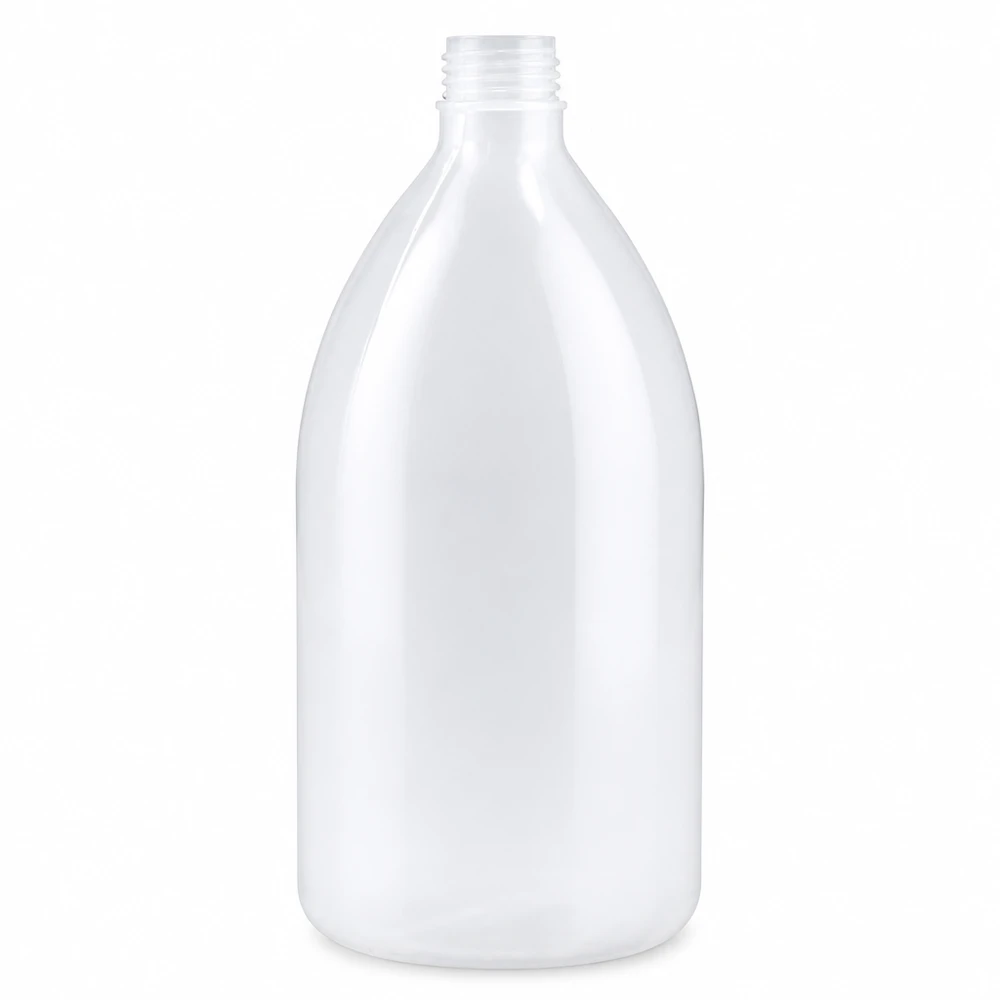 Frasco de laboratório de 1000 ml com gargalo estreito e sem tampa Frasco de laboratório de 1000 ml, de gargalo estreito, em plástico HDPE transparente, sem tampa