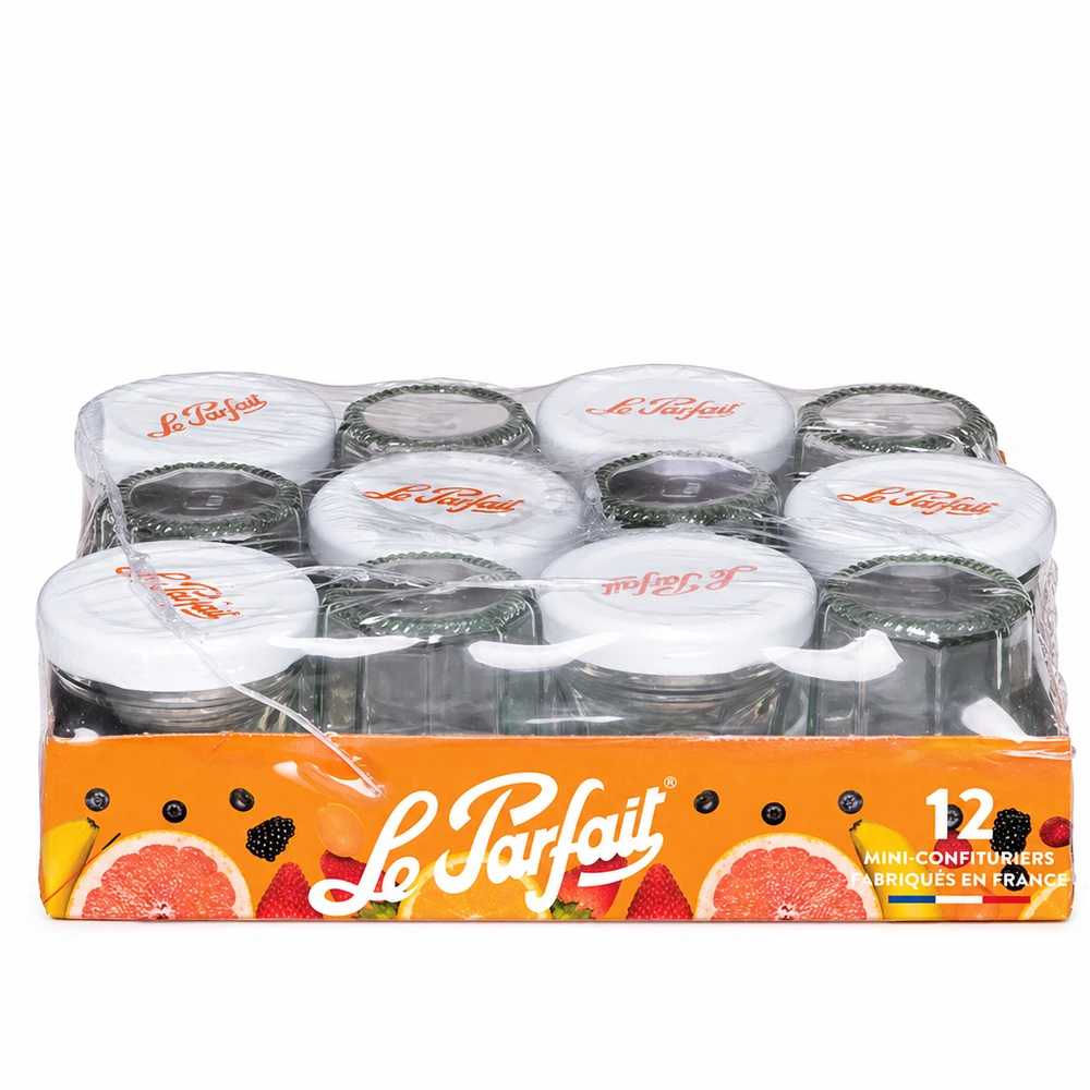 Mini frascos de compota Le Parfait 44ml num conjunto de 12 com tampa de rosca em embalagem de venda