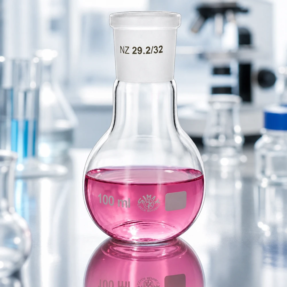 Balão de precisão de 100 ml com junta rectificada 29/32 normalizada para trabalhos profissionais de laboratório