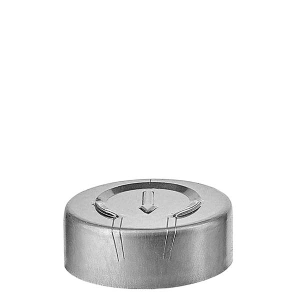 Tampão canelado 20,25 x 7,4 mm com corte central, prateado