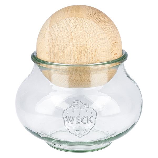 Frasco de jóias de 1062ml WECK RR100 com bola de madeira faia