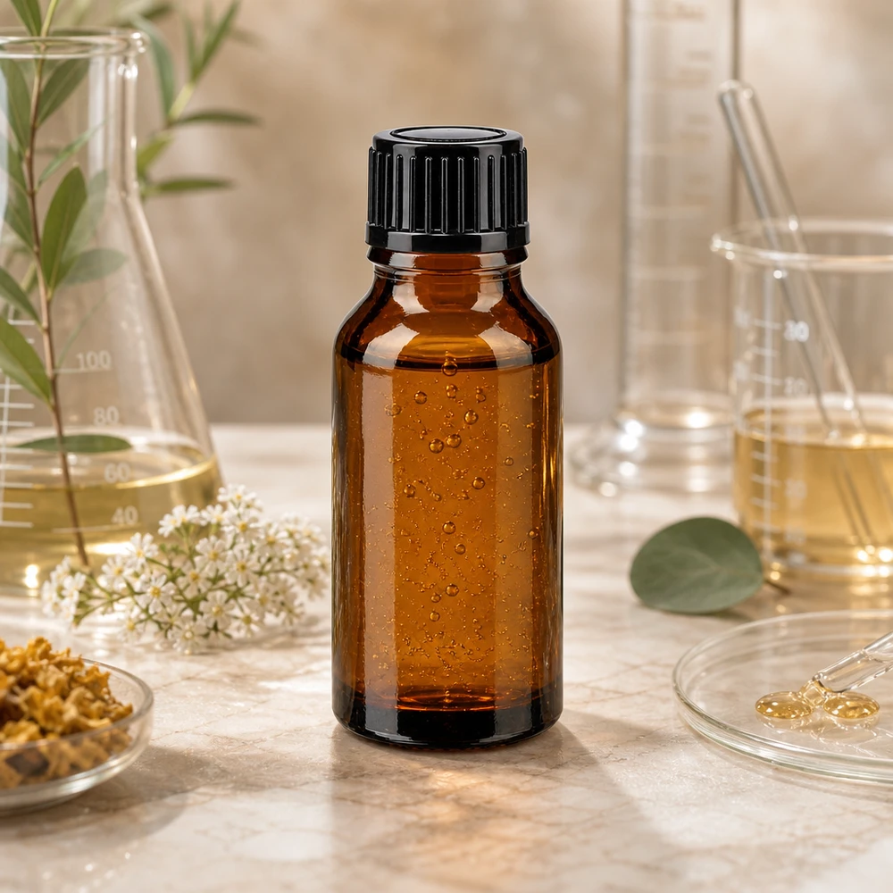 Frasco de farmácia castanho 15ml com tampa de rosca preta standard Garrafa de vidro castanha de 15 ml com tampa de rosca, entre ervas medicinais e utensílios de laboratório
