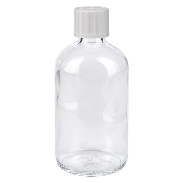 Frasco de farmácia transparente 100ml tampa conta-gotas branco padrão resistente a crianças